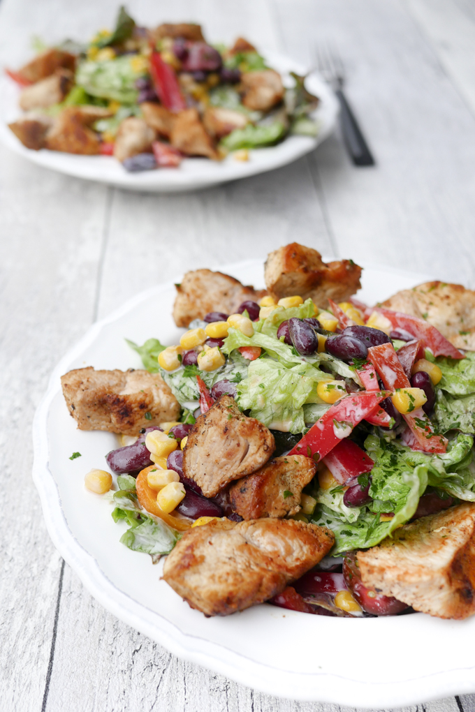 Einfacher Salat mit Hähnchen, Kidneybohnen und Mais für 1 WW SmartPoint - Gaumenfreundin Foodblog #ww #1sp #rezept