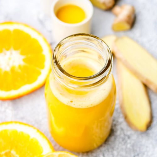 Ingwer Shot selber machen mit Orangen und Zitrone