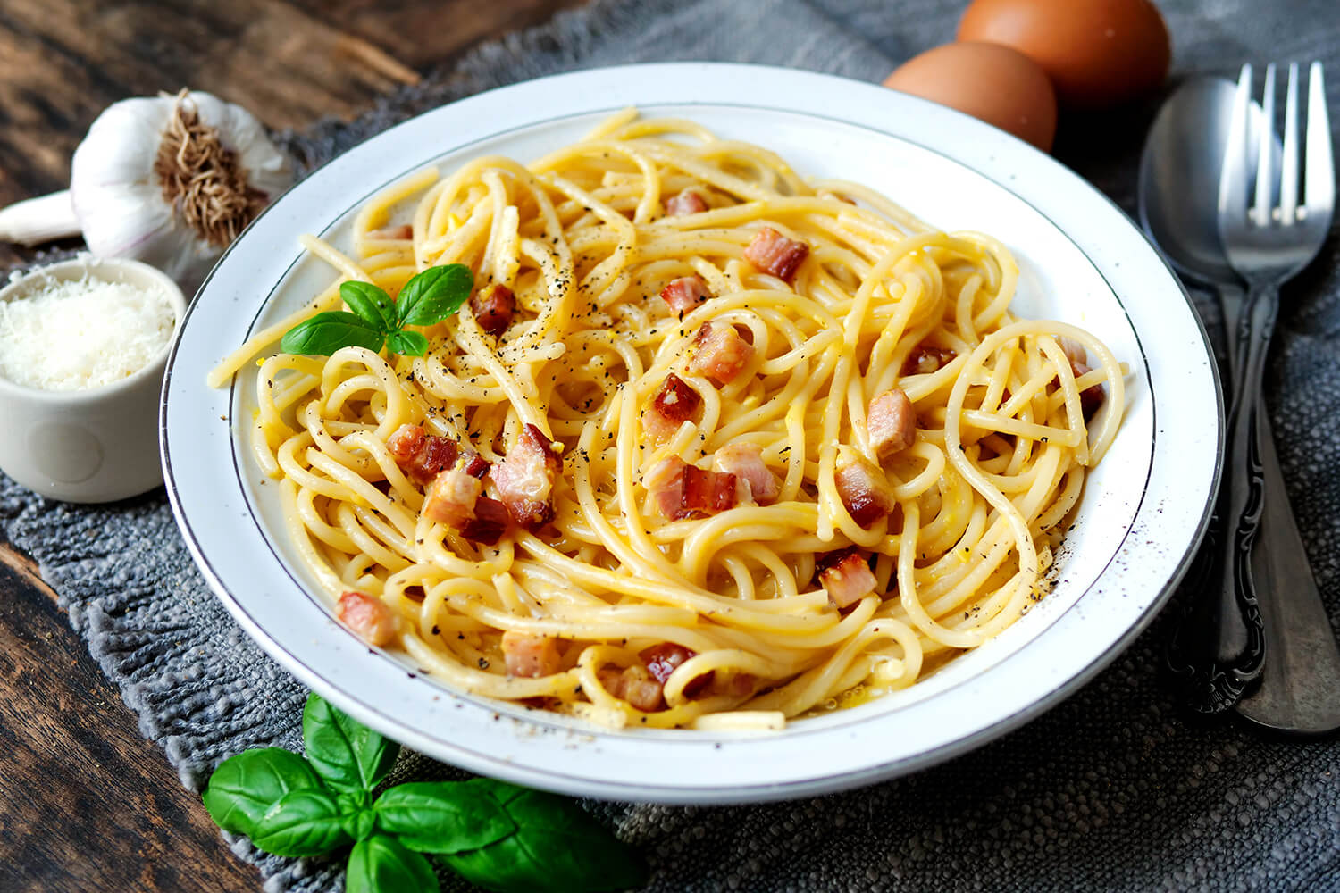 Spaghetti Carbonara aus dem Kochbuch Silberlöffel
