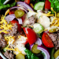 Big Mac Salat mit Hackfleisch und Dressing von Gaumenfreundin