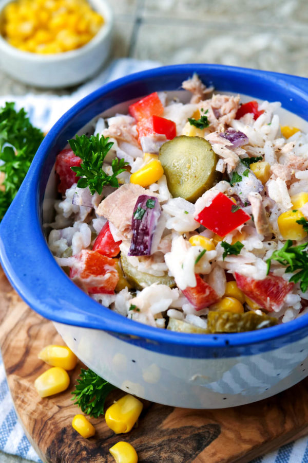 Reissalat mit Thunfisch und Paprika ganz einfach