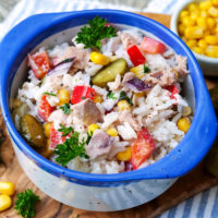 Reissalat mit Thunfisch und Paprika ganz einfach