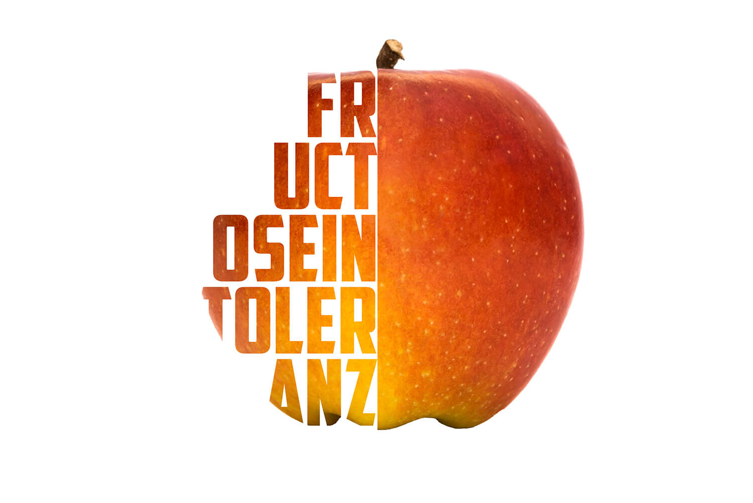 Halbierter Apfel mit Illustration "Fructoseintoleranz"